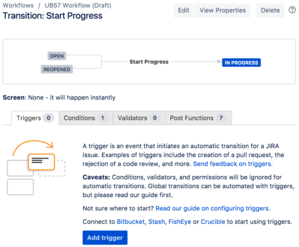 Screenshot of a workflow screen with options for trigger configuration.