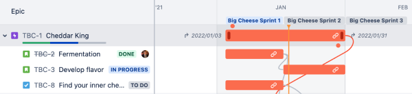 What you'll see when you roll up dates in your project roadmap in Jira Software Cloud