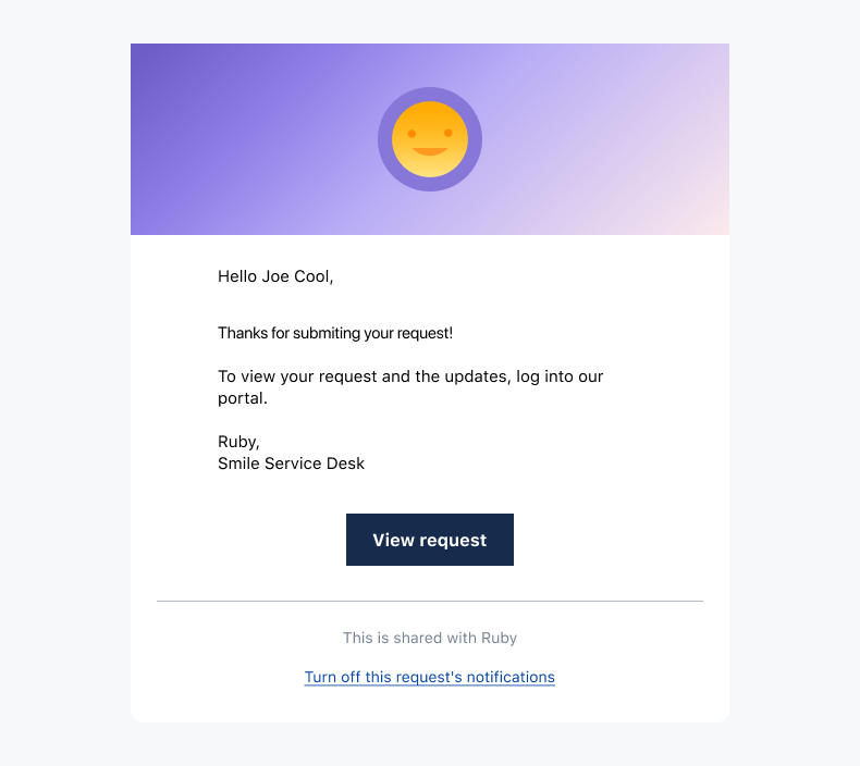 Example of a customer email notification that can be used as a template.