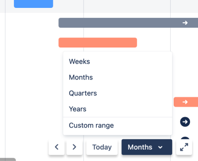 Learn more about how you can change your timeline view in Advanced Roadmaps in Jira Software Cloud