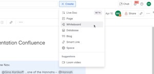 作成ボタンからホワイトボード オプションを選択する