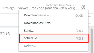 A screenshot showing the location of the "Schedule" button.