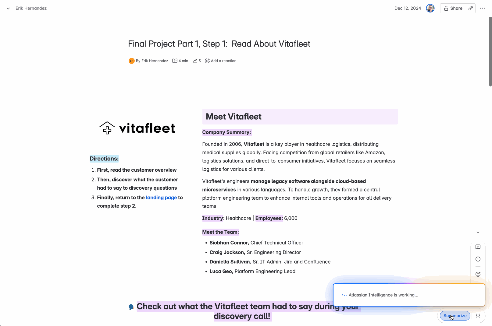 Generate a summary of a page or blog with Atlassian Intelligence.