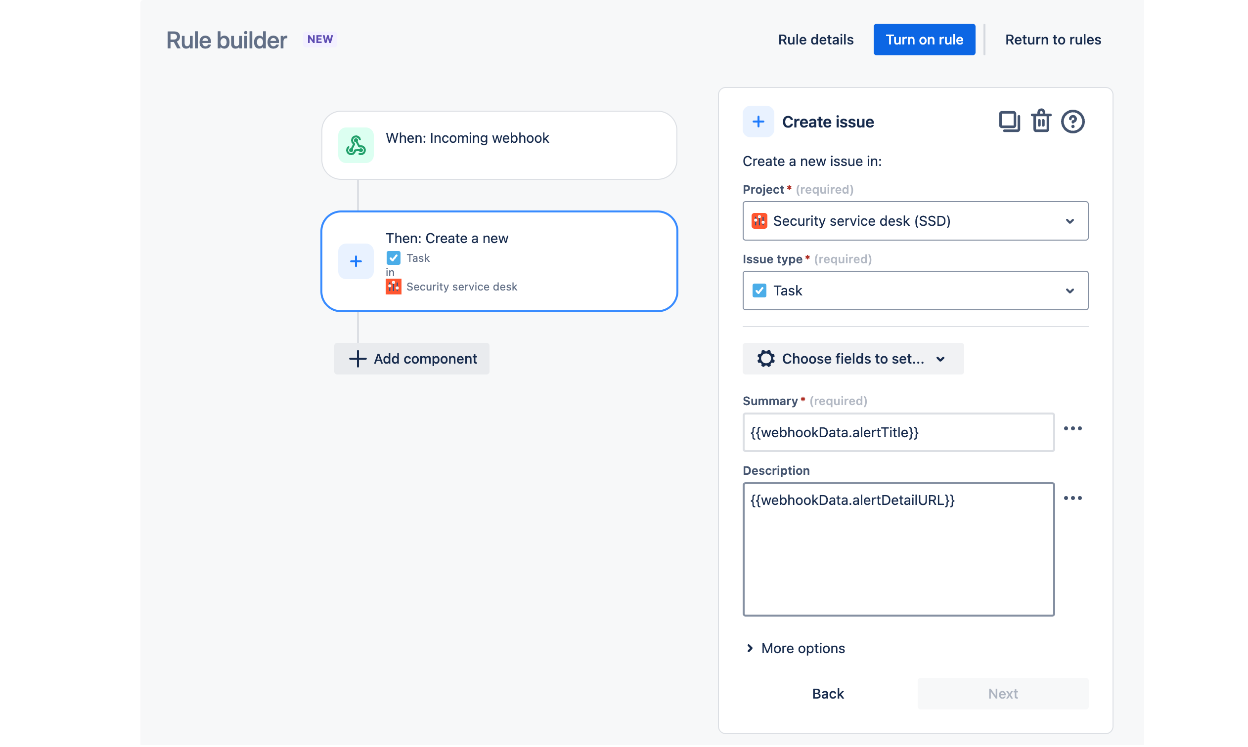  Jira automation showing create issue action