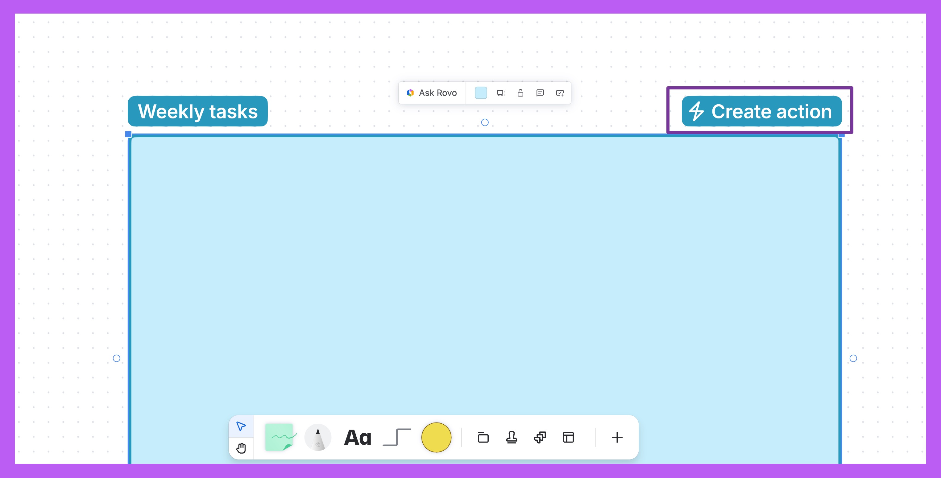 選択したセクションからアクション作成ボタンを選択する