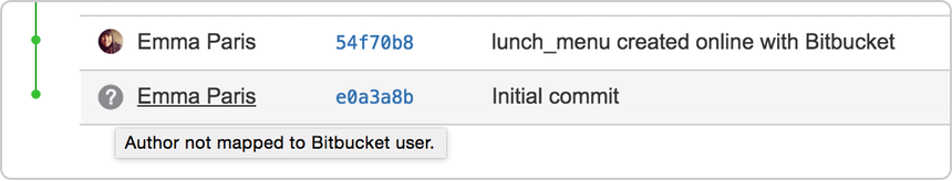 Author not mapped to Bitbucket user - on commit