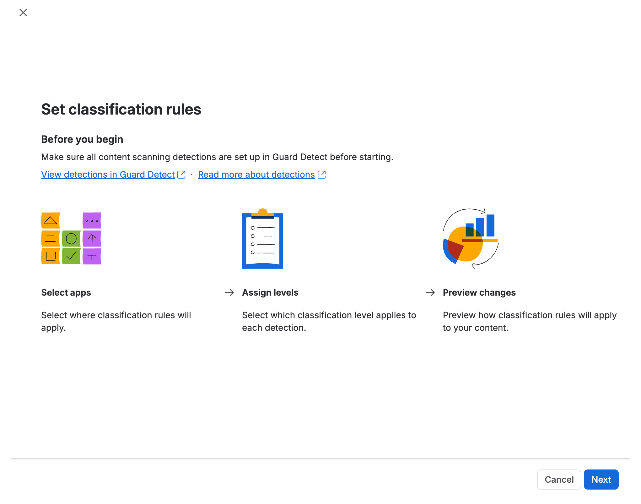 Set classification rules page