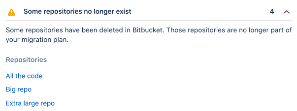 Bitbucket Cloud Migration プリフライト チェックの警告