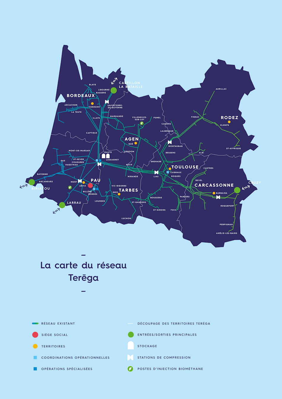 carte du réseau Téréga