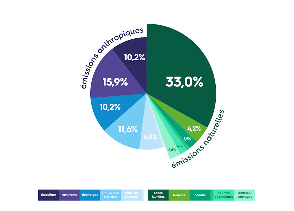 Répartition des sources d’émissions de méthane