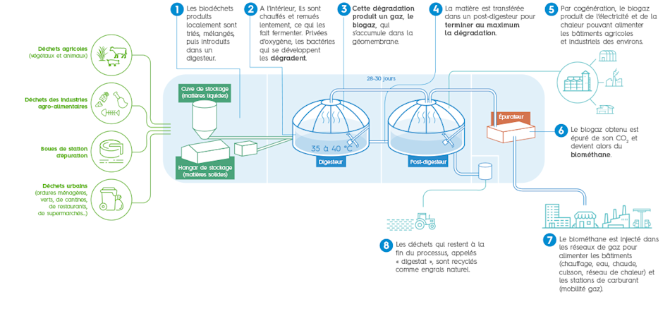 Les étapes du procédé de méthanisation
