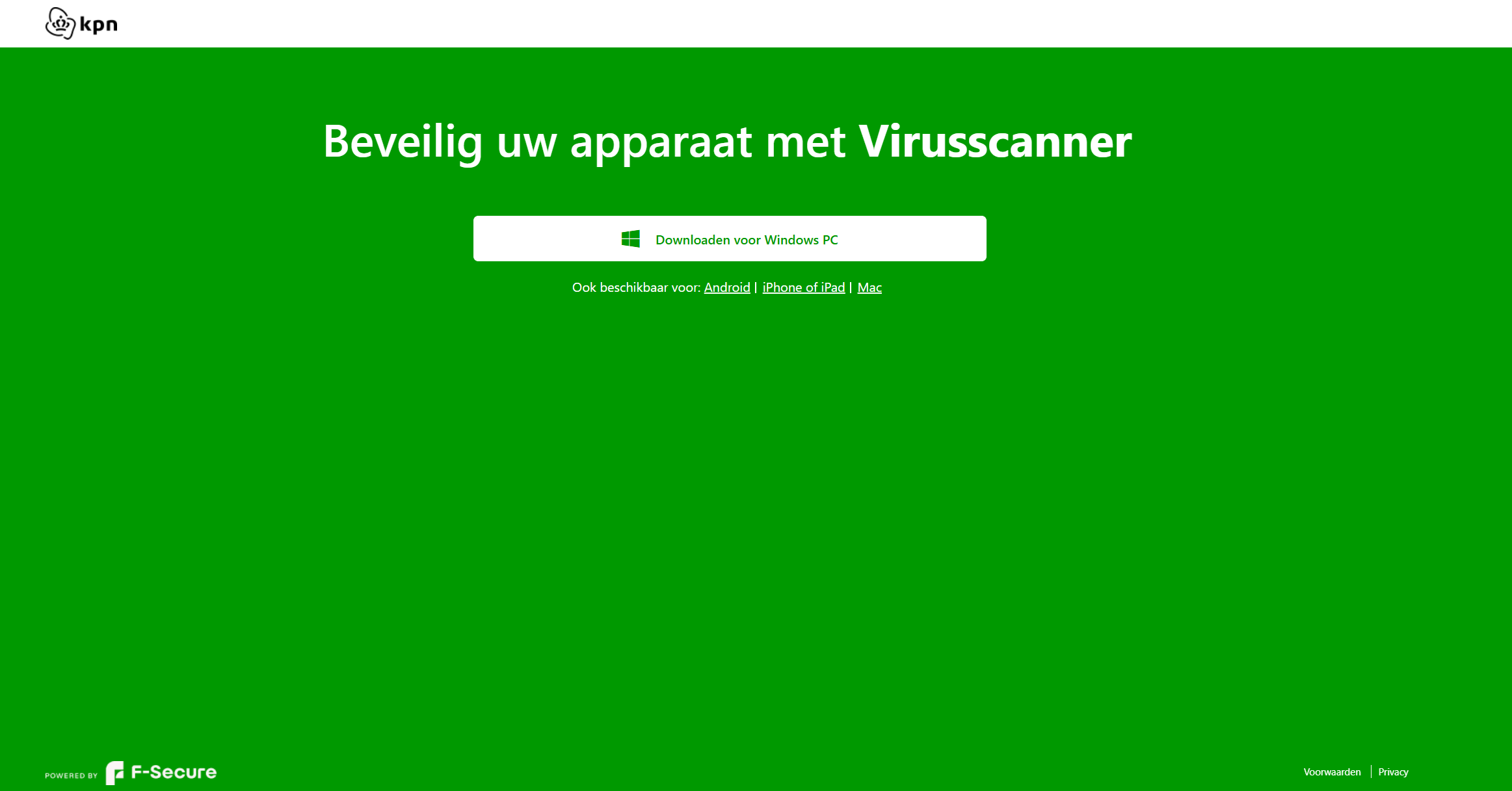 Screenshot van het desktop installatiescherm van de F-Secure virusscanner