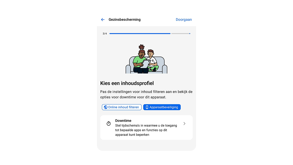 Screenshot van het scherm in de f-secure app waar je een inhoudsprofiel kan kiezen