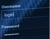 Een login scherm van een computer. In het veld 'Username' staat het woord 'login'.