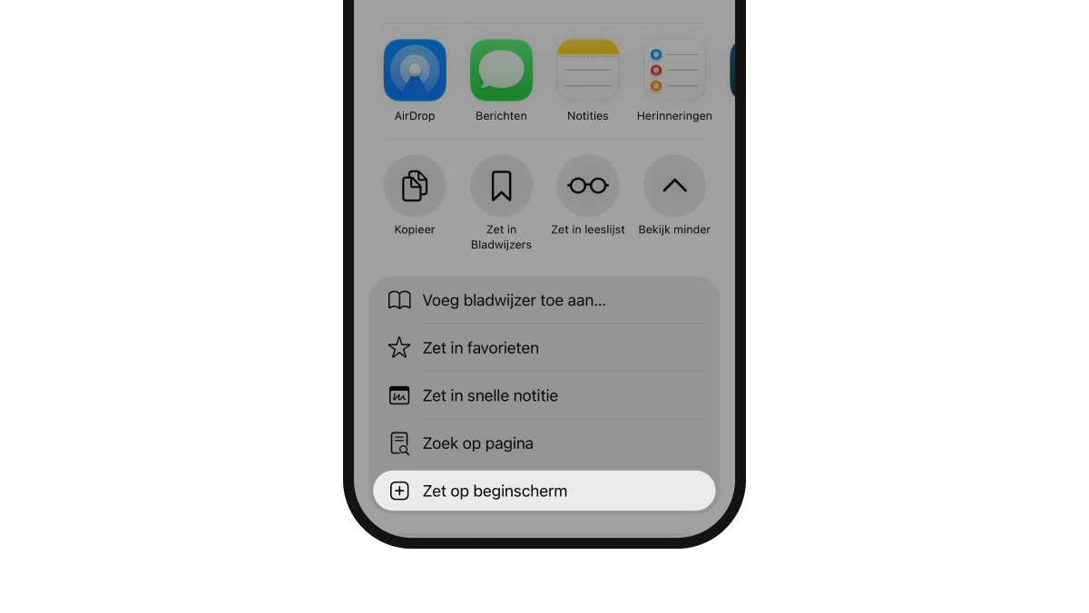 Stap 5: klik op 'Zet op beginscherm'