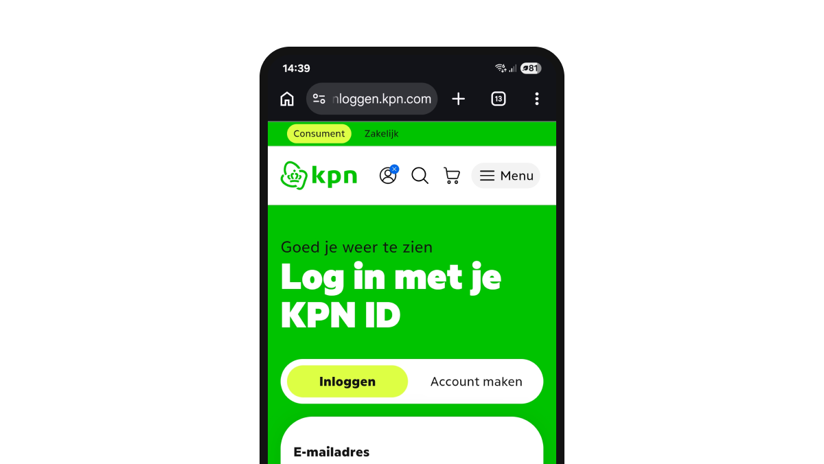 Stap 1: log in met je KPN ID
