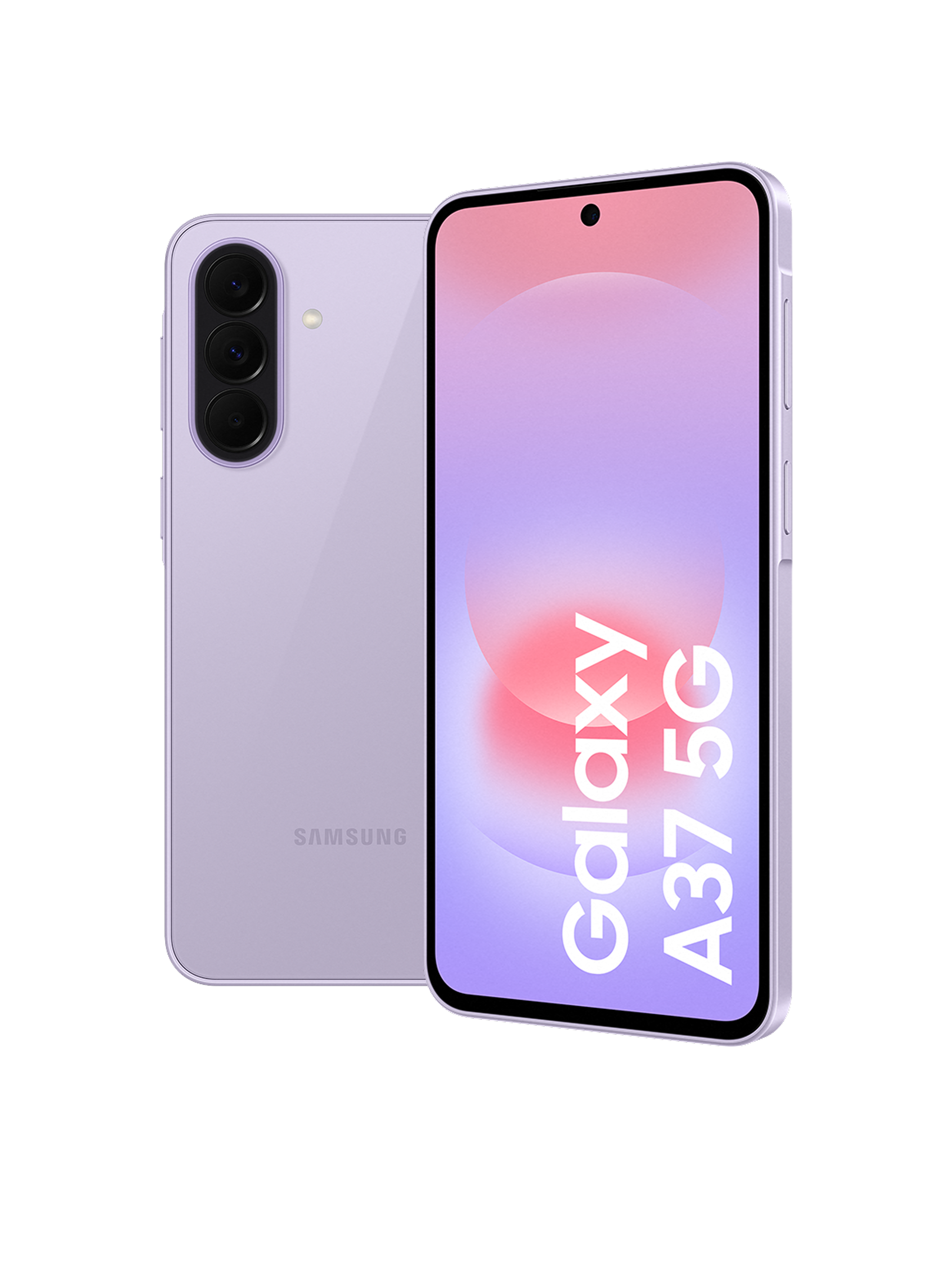 Voorkant en achterkant van de Samsung Galaxy A37