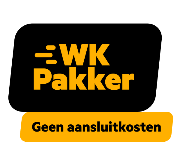Tekstwolk met de tekst: 'WK Pakker: Geen aansluitkosten'