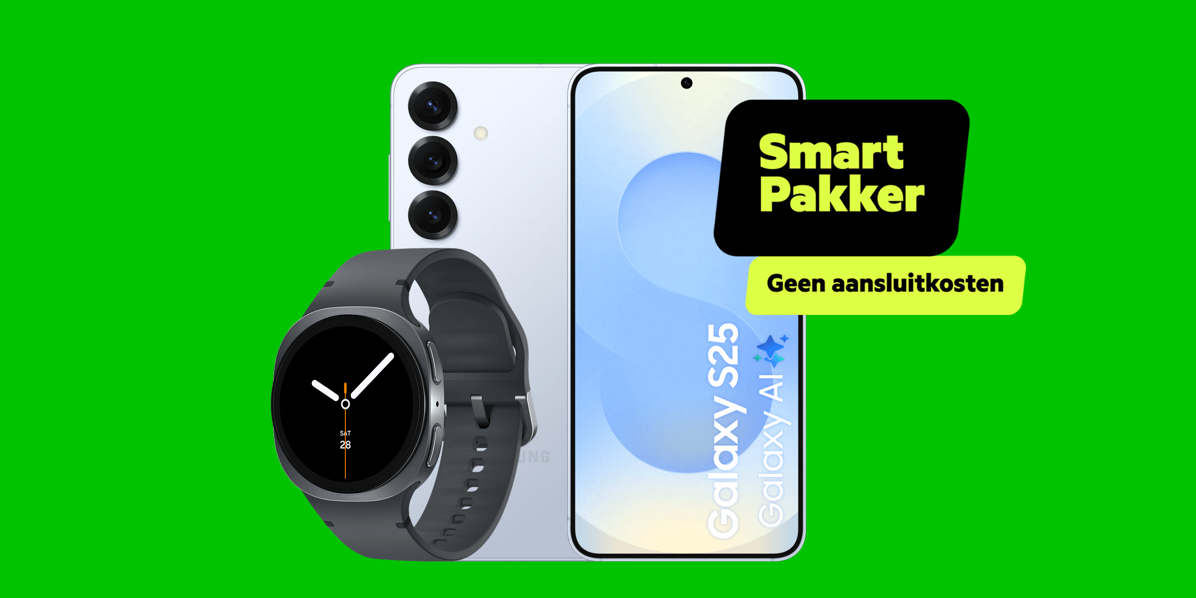 Samsung Galaxy S25 met de Galaxy Watch8