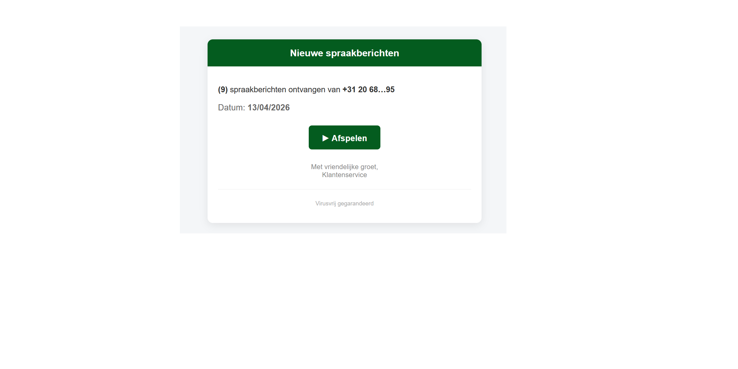 Afbeelding van phishing mail met onderwerp: Nieuw berichen