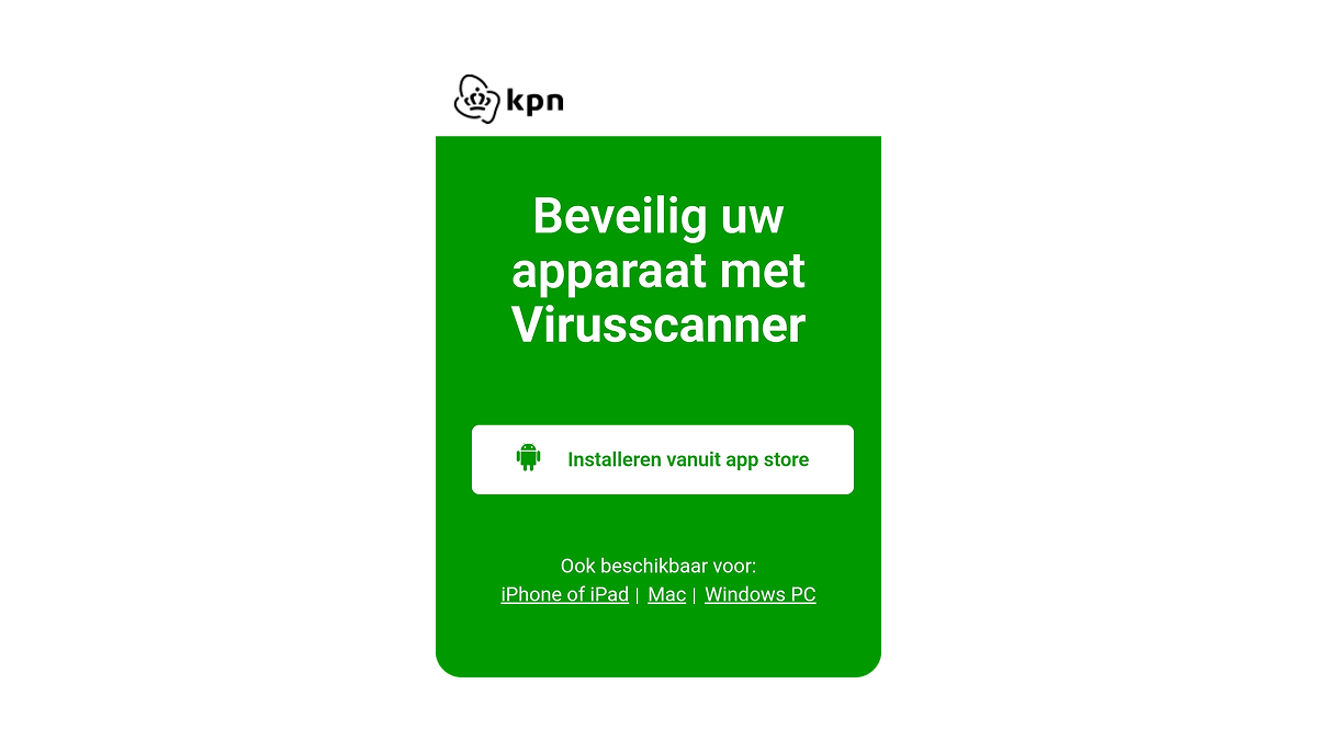 Screenshot van het mobiele installatiescherm van de F-Secure virusscanner