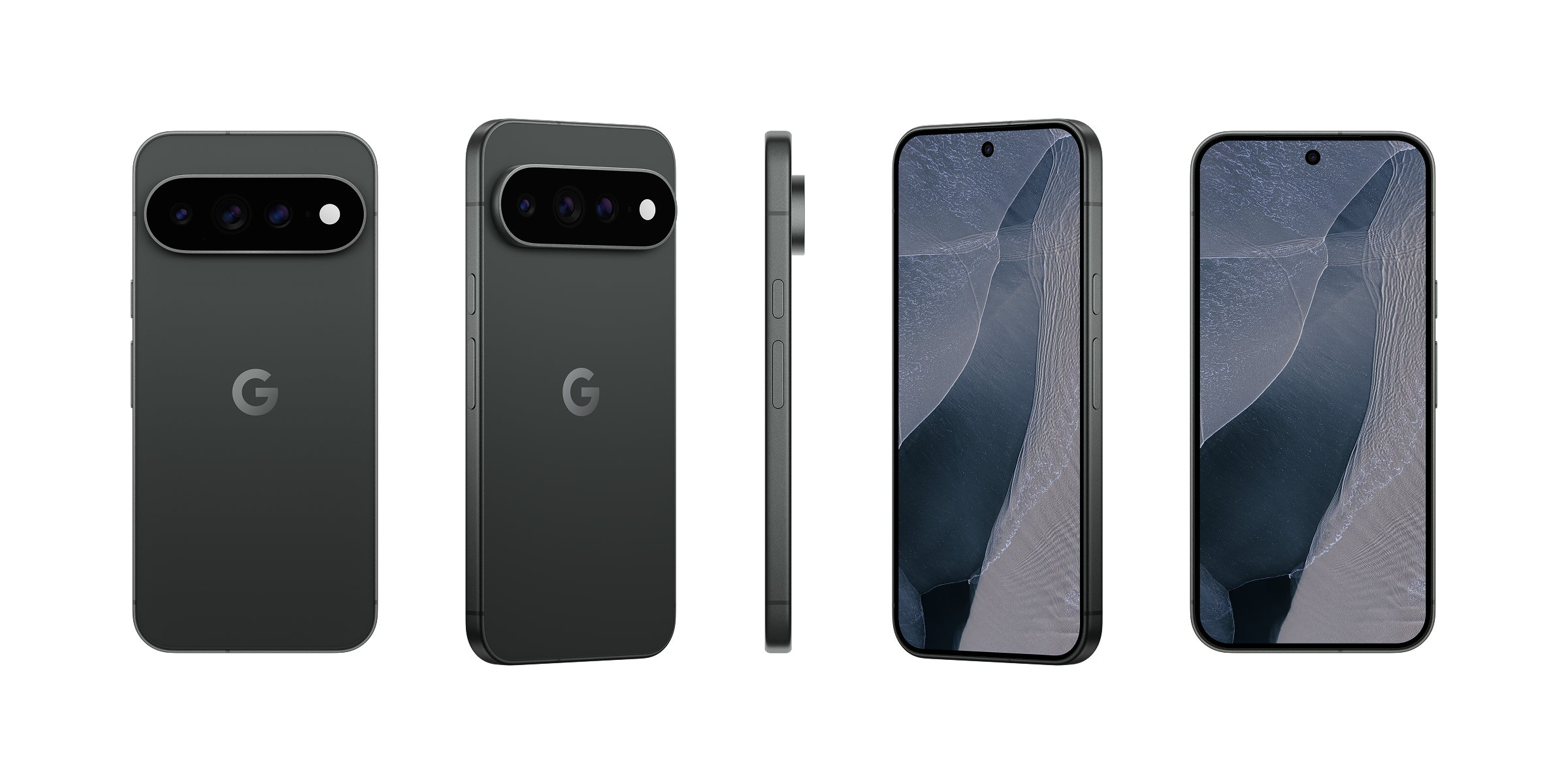 De achterkant voorkant en zijkant van de zwarte Google Pixel 11 Pro