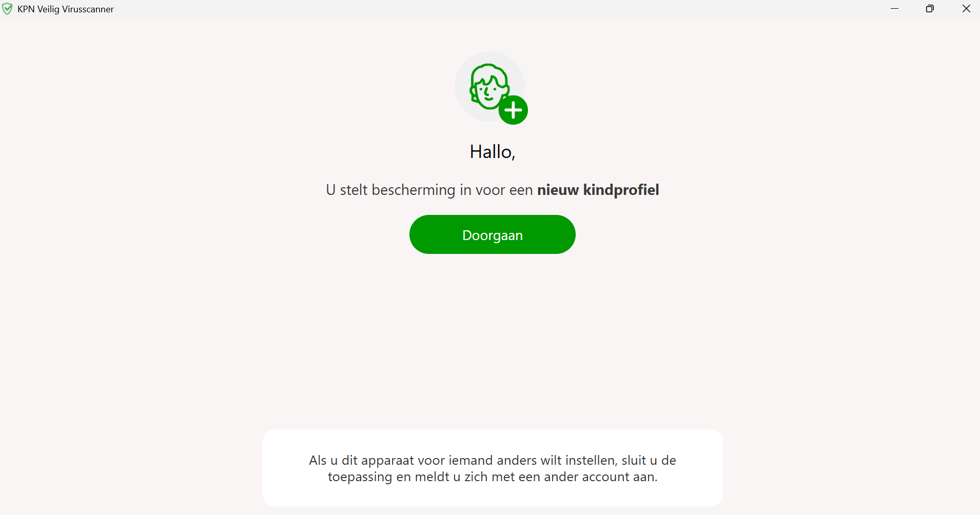 Screenshot van de email met een bevestiging van het instellen van een nieuw kindprofiel