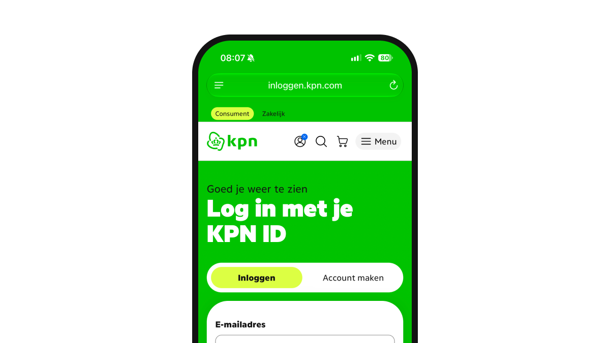 Stap 1: log in met je KPN ID