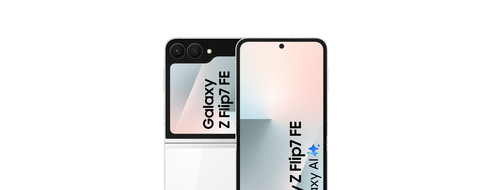 Voorkant en achterkant van de Samsung Galaxy ZFlip7 FE