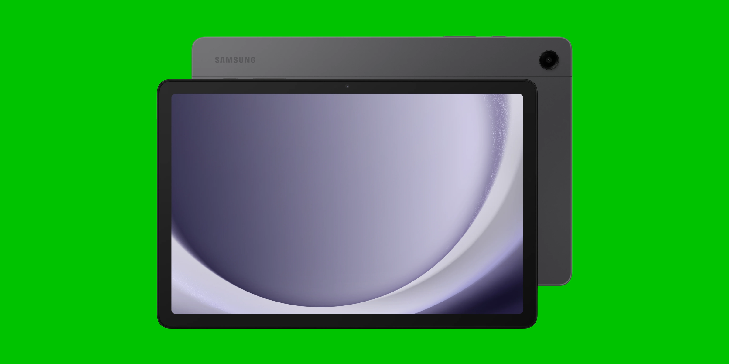 Samsung Galaxy Tab A9 op een groen vlak