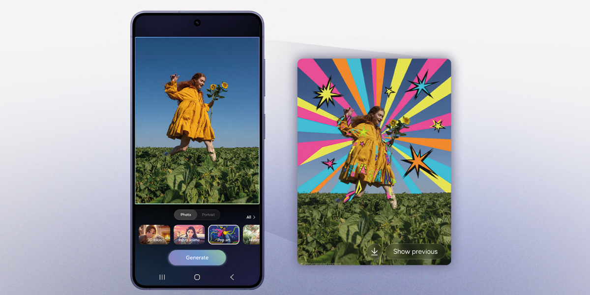 Kleurrijke foto in het scherm van de Samsung Galaxy S26 Plus