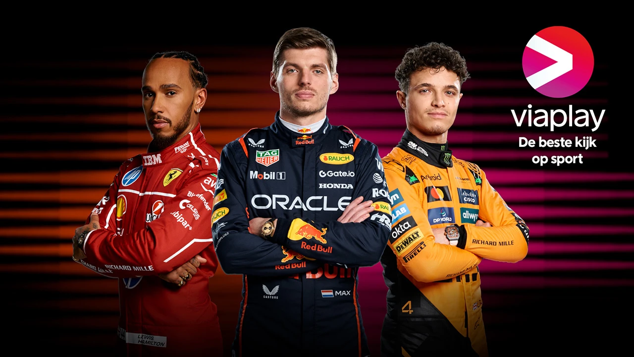 Formule 1 coureurs: Lewis Hamilton, Max Verstappen en Lando Norris