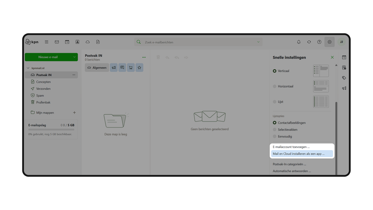 Stap 1: Mail en Cloud installeren als app