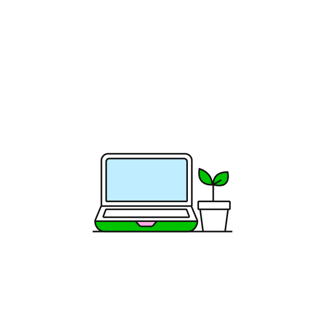 Icoon van een bureau met laptop