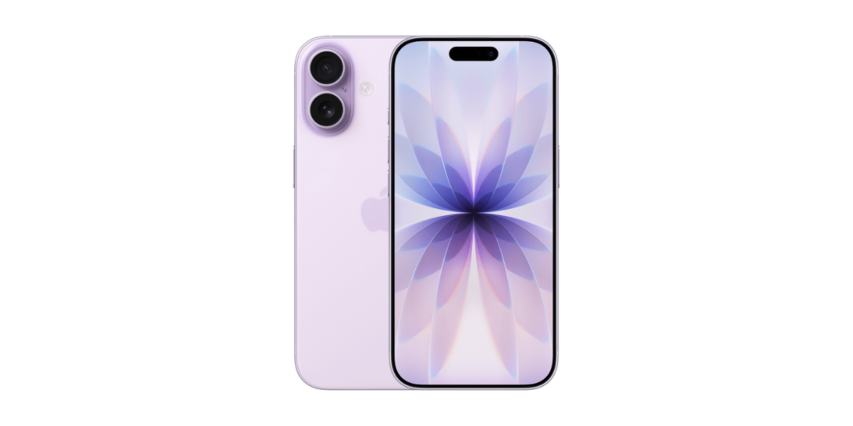 De voor en achterkant van de iPhone 17 in lila