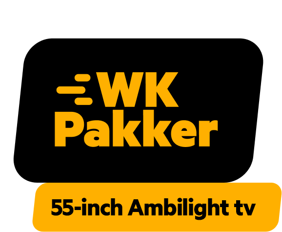 Tekstwolk met de tekst: 'WK Pakker: 55-inch Ambilight TV'