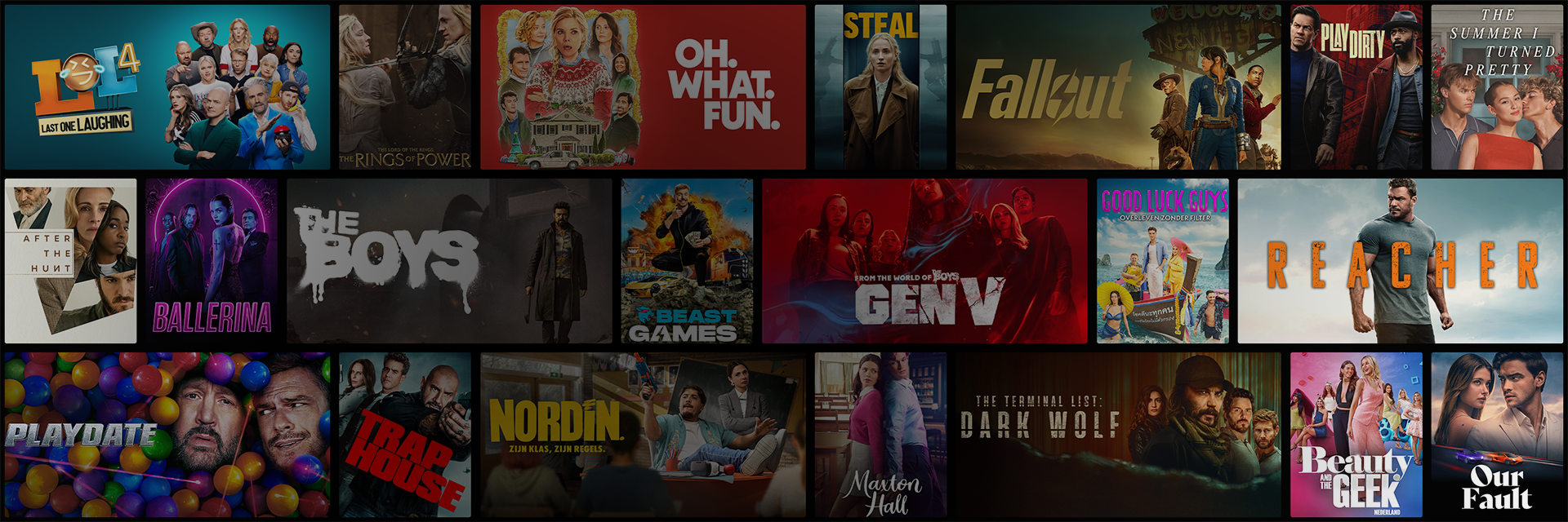 Rijen met titels van het aanbod van Amazon Prime