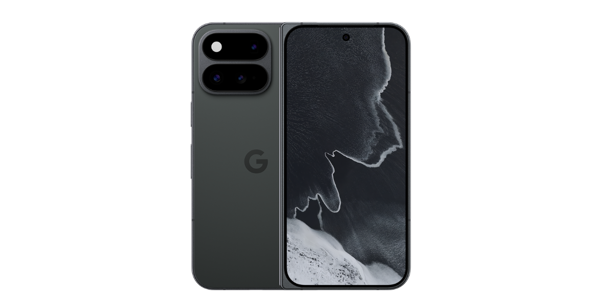 De voor en achterkant van de zwarte Google Pixel 11 Pro Fold