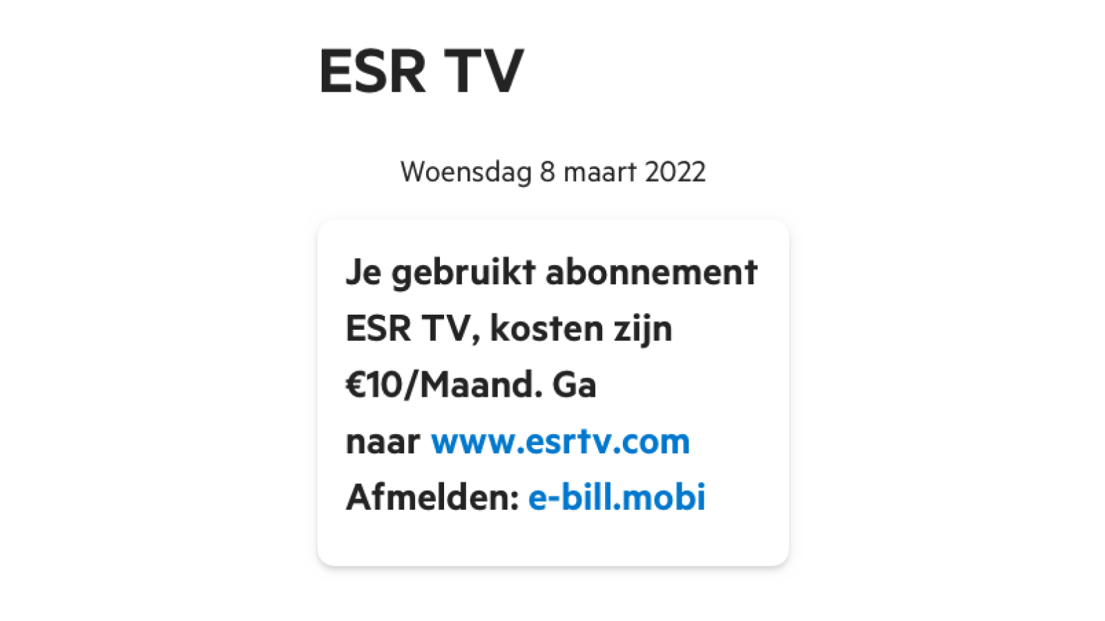Voorbeeld ESR TV via e-bill.mobi