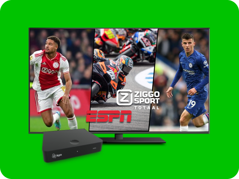 Televisie, tablet en mobiel met voetbalwedstrijden op het kanaal van ESPN.