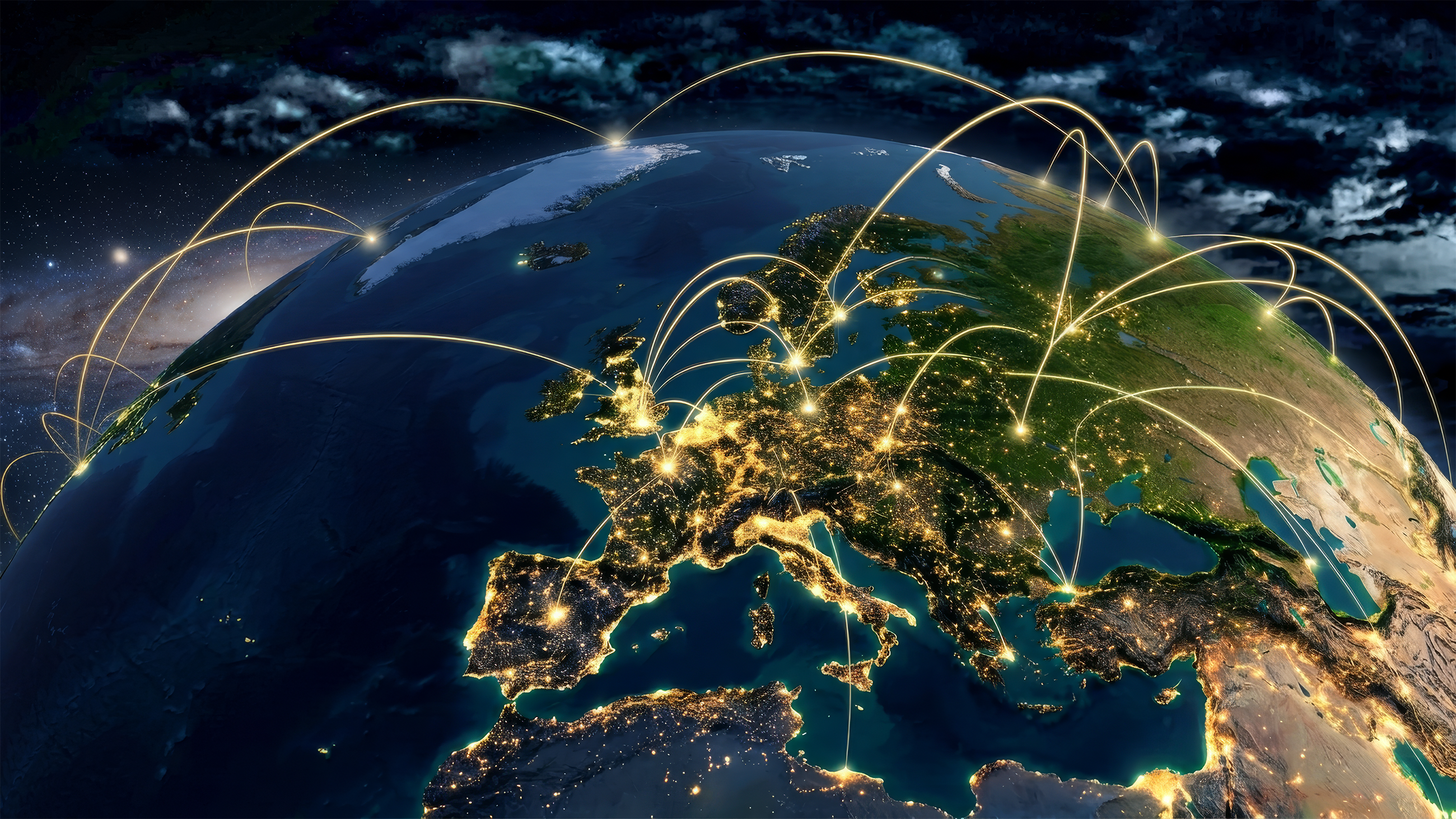 Een wereldbol met connecties tussen de landen