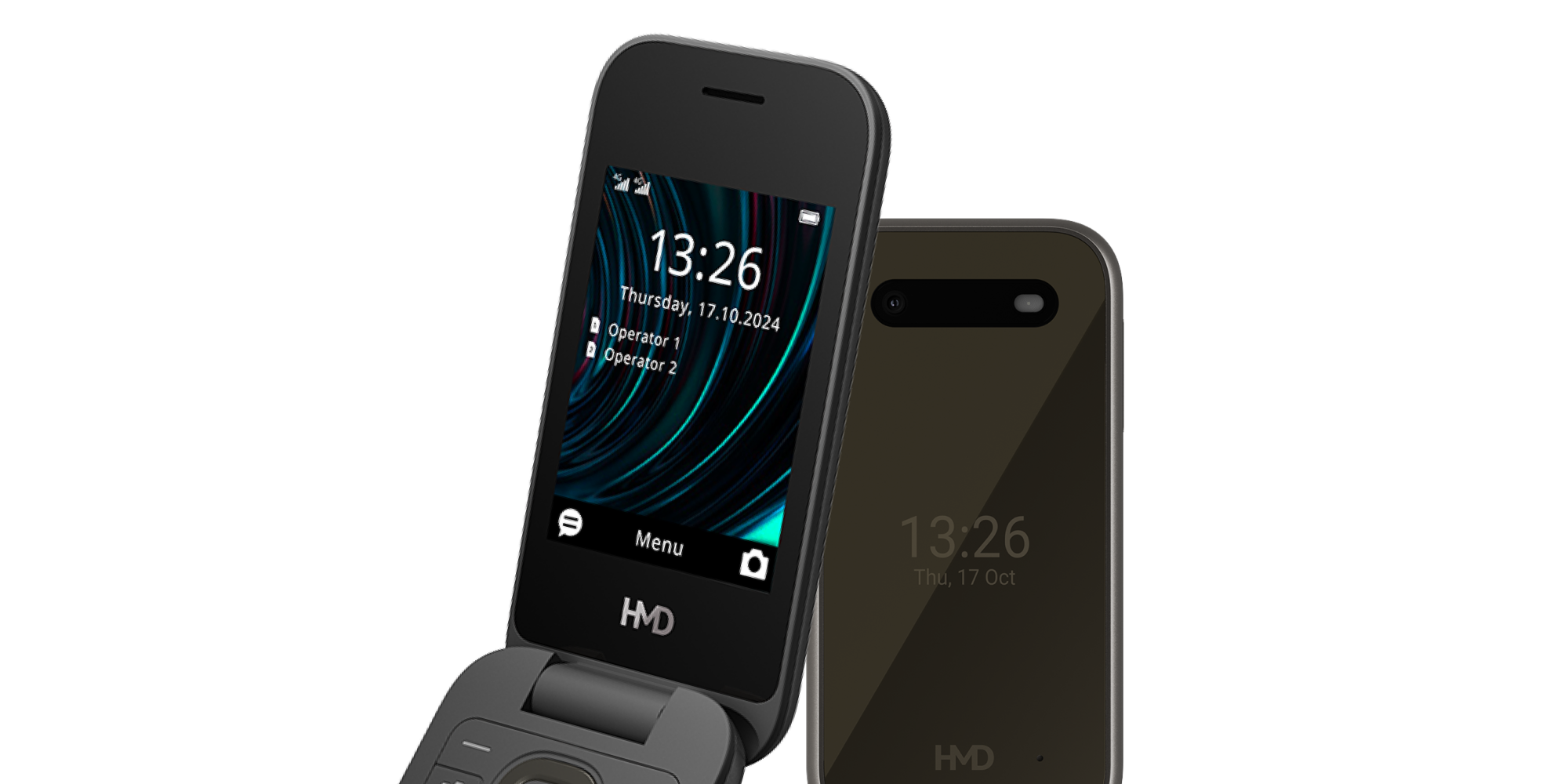 Voorkant van de HMD 2660 Flip opengeklapt en dicht