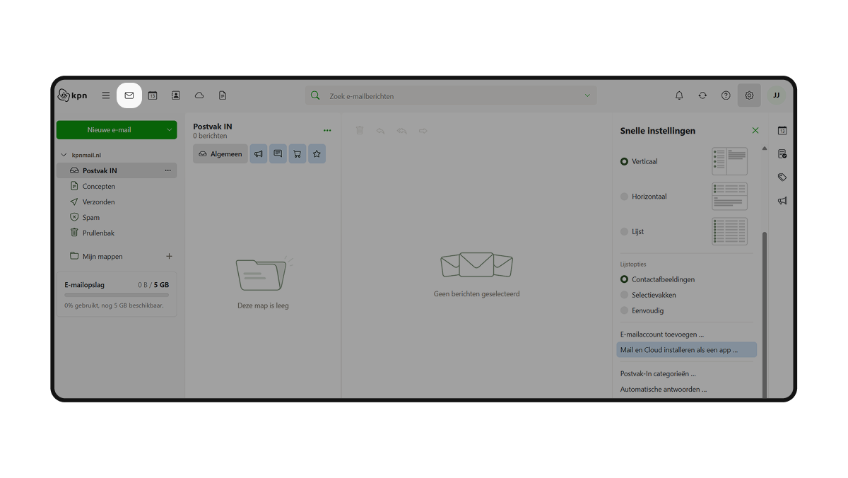 Stap 1: klik op het e-mailpictogram