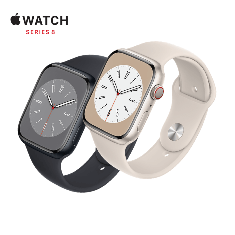 Apple Watch Series 8: een zwarte en een beige kleurige