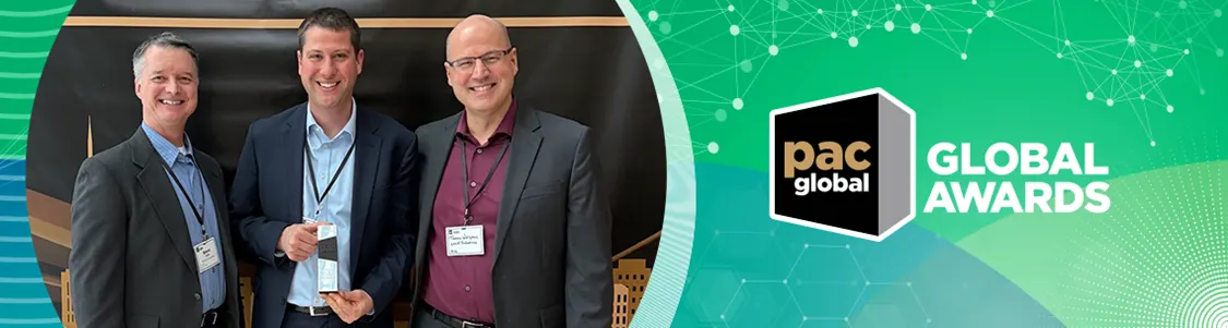 P&G R&D team members holding the PAC Global Best in Class award for packaging technology at the 2026 PAC Global Awards