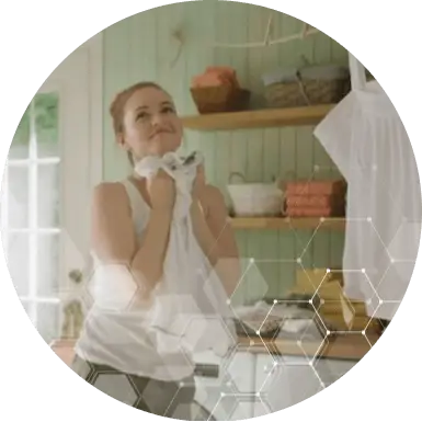 Woman holding a white shirt