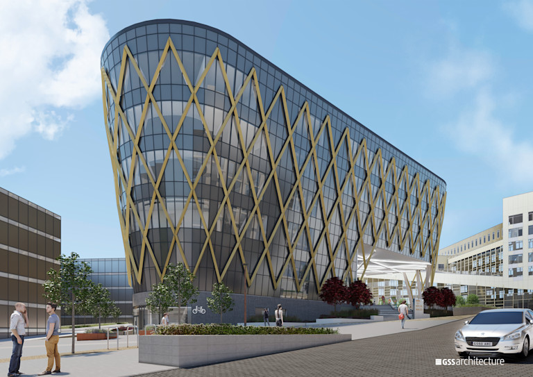 When was the last time you saw a triangular building or walls that taper outwards?