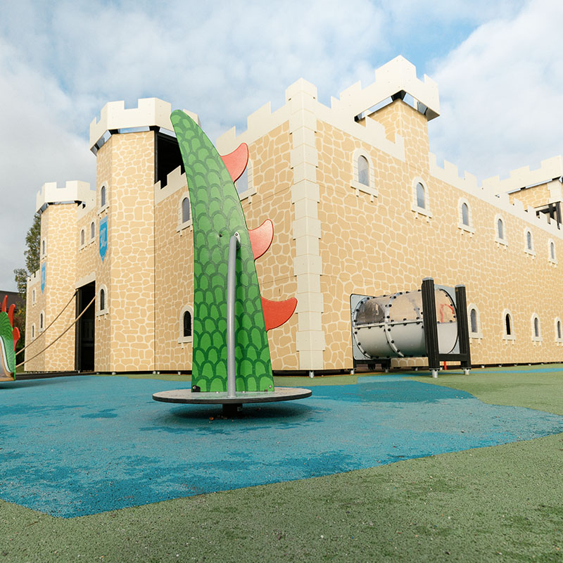 Laune Lahti Finland Castle with dragon The playground is a popular place for families