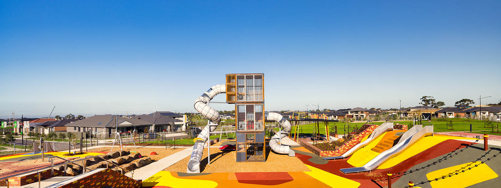 Cubic playground in Melbourne Australia The design of this adventure playground is vibrant