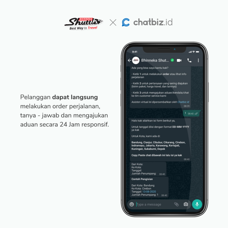 Bhinneka Shuttle x Chatbiz Travel Chatbot Indonesia